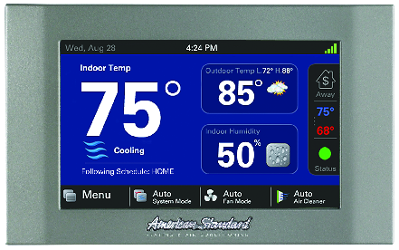 American Standard thermostats such as this 824 wifi enabled smart thermostat help us remotely diagnose issues